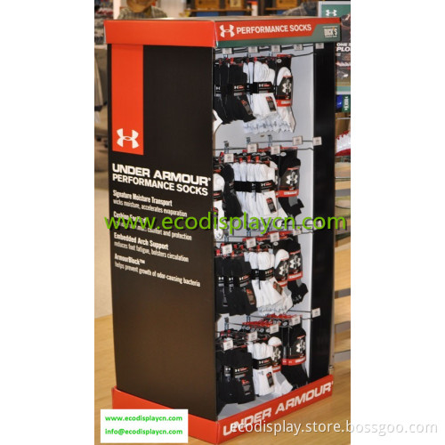 Two sided cardboard hook display shipper for Sock